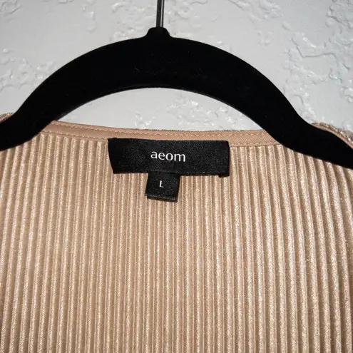 Aeom New Metallic Drape Neckline Ribbed Jumpsuit Size Large