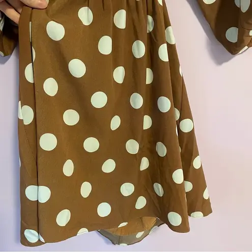 Dee Elle Dee Elly Brown Polka Dot Mini Dress Puff Sleeve Cut Out A Line Size Small