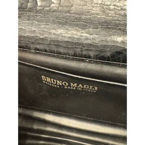 Bruno Magli Bologna Made in Italy Black Leather Suede Convertible Crossbody Bag