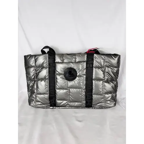 Pajar Quilted Tote Bag Metallic Silver Lightweight Travel Gym Weekend OS - Image 13