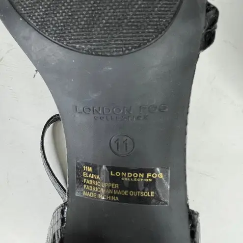 London Fog Elaina Black and Gold Strappy Mid Chunky Heel Size 11 Event Summer