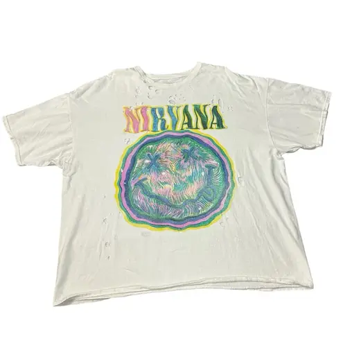 Nirvana UO Urban Outfitters  Distressed T-Shirt Dress Large XL Tee 90s Grunge