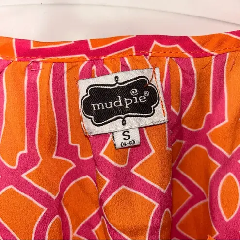 Mud Pie Vibrant Orange and Pink Geometric Women's Top Small