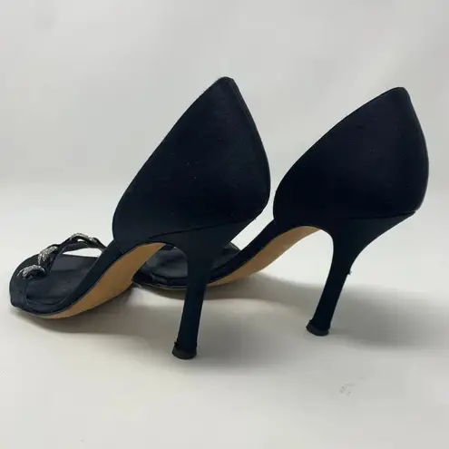Giuseppe Zanotti Giuseppe Zanotti Black Silk Sandals w/ Rhinestones