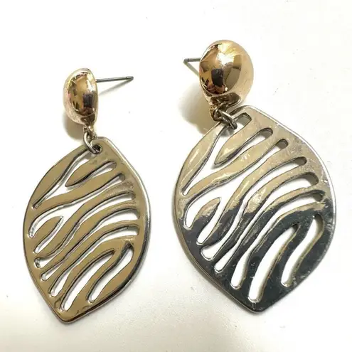 Silver and gold tone post drop earrings