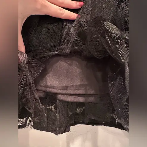 Tracy Reese Anthropologie Black Raffia Circle Lace Midi Skirt Sz 4