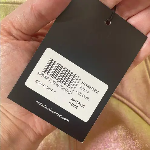 Nicholas Sofie Metallic Rose Wrap Style Lace Up Mini Skirt Size 4