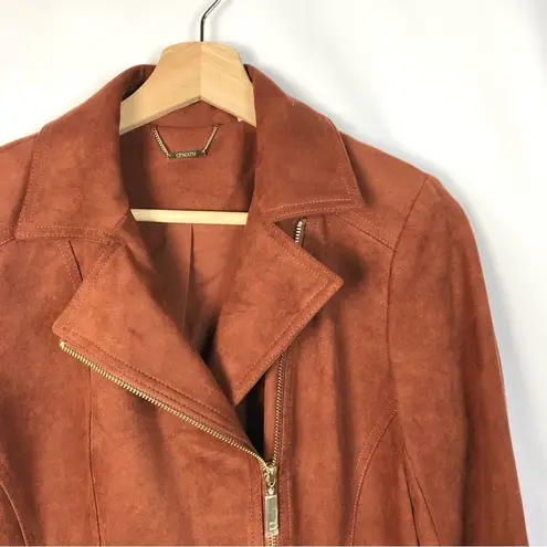 Chico's  Elongated Brown Moto Faux Leather Jacket 0/S