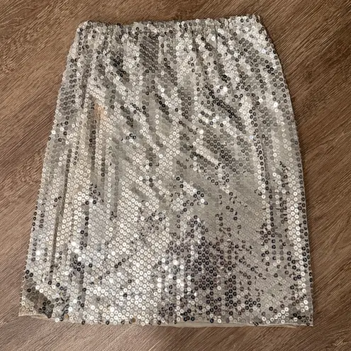 Criscione New York Vintage 80s Silver Sequins Skirt Elastic Waist size small Gray