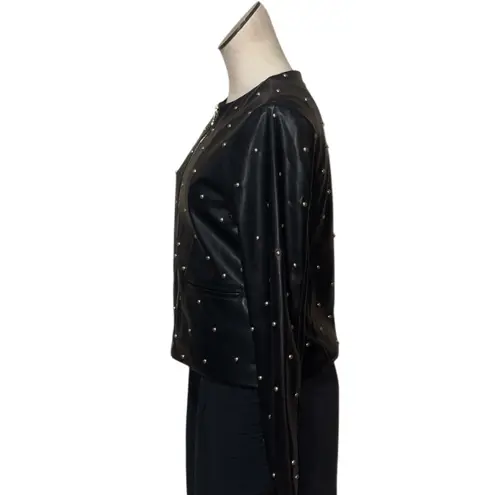 NWT $168 Bagatelle Collection Women's Studded Faux Leather Jacket Black