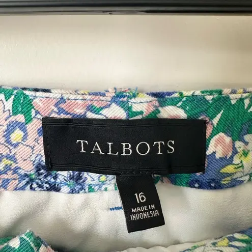 Talbots  Floral Denim Skirt Fully Lined Zip Front Size 16