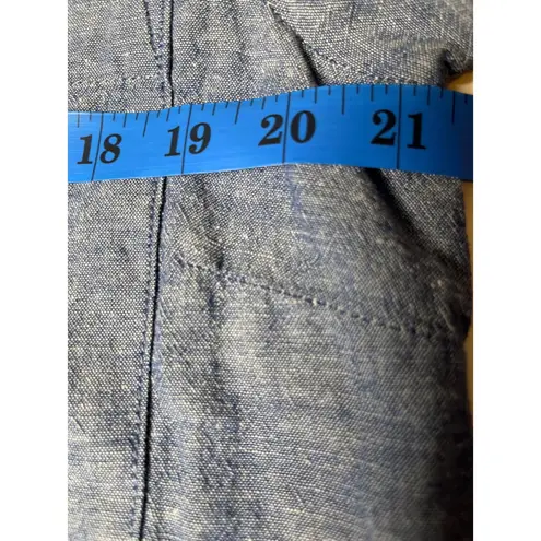 Roots Canada Chambray Linen Cotton Tunic Shirt Dress Blue L Minimalist Fall