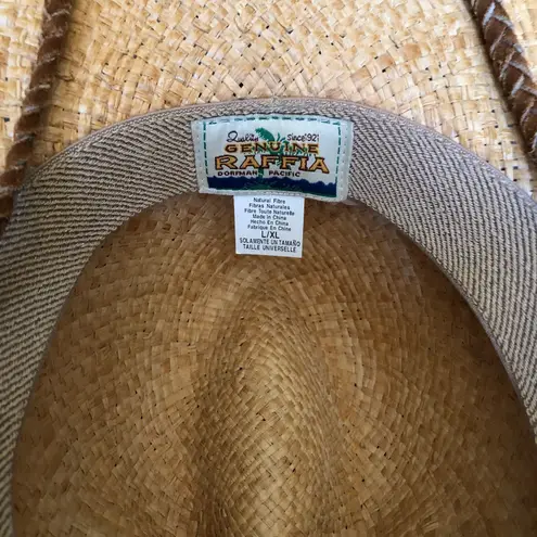 Dorfman Pacific Genuine Raffia Natural Fiber Wide Brim Western Cowboy Hat L/XL Tan