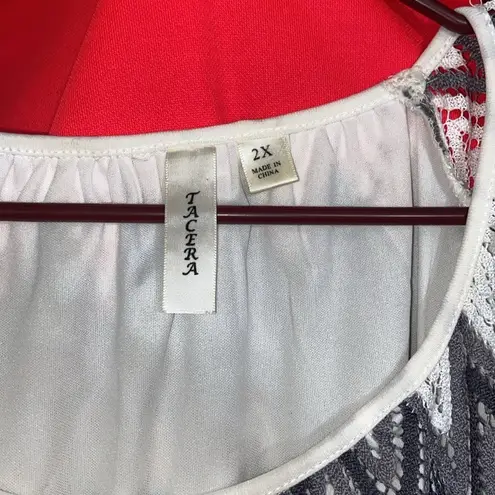 Tacera Women's Multicolor Chevron Pattern Lace Overlay Knee Length Dress Siz