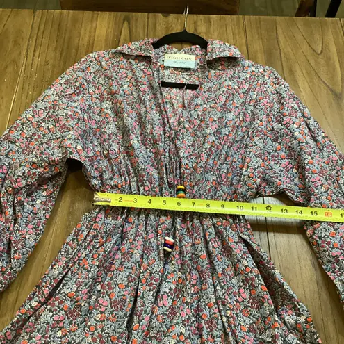 Tish Cox cotton Merry & Me Floral Cinched Waist Fit Flare Mini Dress Red Fall XS