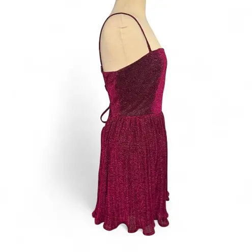 Lulus Party Era Magenta Sparkly Lace