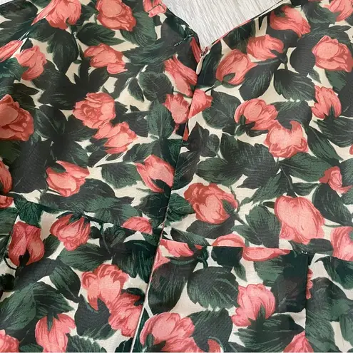 Lilyful Floral Ruffle Midi Dress Wedding Formal Cottagecore Green Red (Medium)