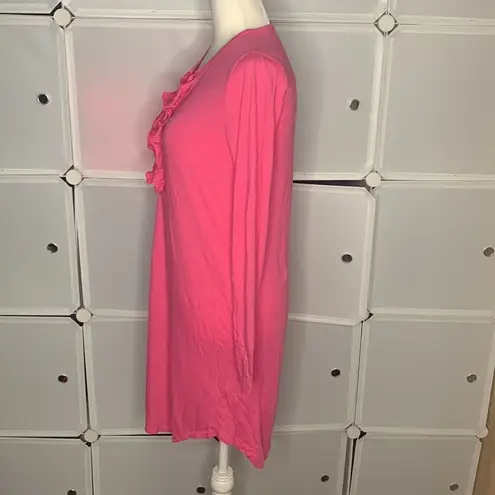 CHAPS  Pink Long Sleeve Ruffle Night Gown Size Small