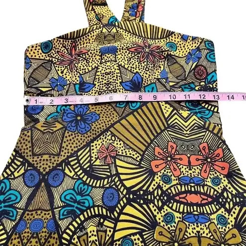 Zara Trafaluc Women's S Floral Aztec Print Halter Mini Dress Green