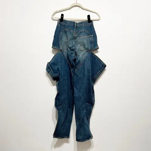 Area Crystal Jewel Diamond Sparkle Embellished Straight Slit Baggy Cotton Jeans