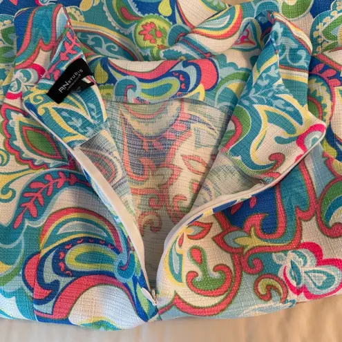 RN Studio by Ronni Nicole Women’s Size 16 Bright Multicolor Paisley Shift Dress Blue