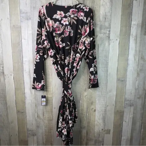 Rachel Rachel Roy Size 3X Long Sleeve Tie Waist Below The Knee Floral Dress Pink