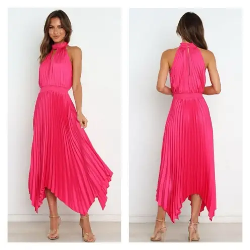 Petal and Pup  Hot Fuchsia Pink Dominique Pleat Detail Maxi Dress Size 10 Halter