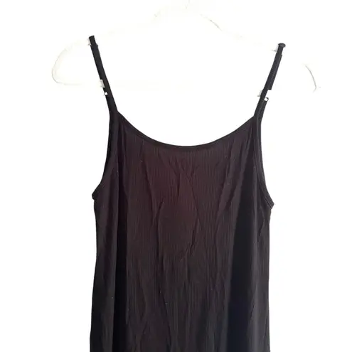 Joah Brown Strappy Slit Dress Ribbed Black M/L