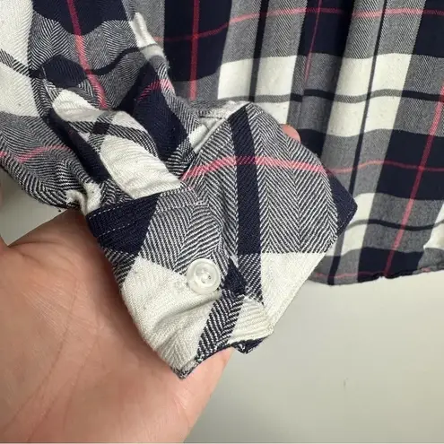 Rails Hunter White Navy Cranberry Button Down Shirt Size XS