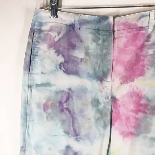 Larry Levine Size 14 Shorts Lime Squeeze Handmade Tie Dye Green Blue 224