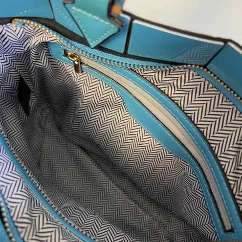 Geometric Satchel Handbag Blue