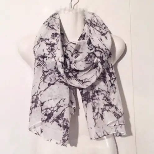 Marble Print Scarf Wrap Scarves Sheer Thin New Black White