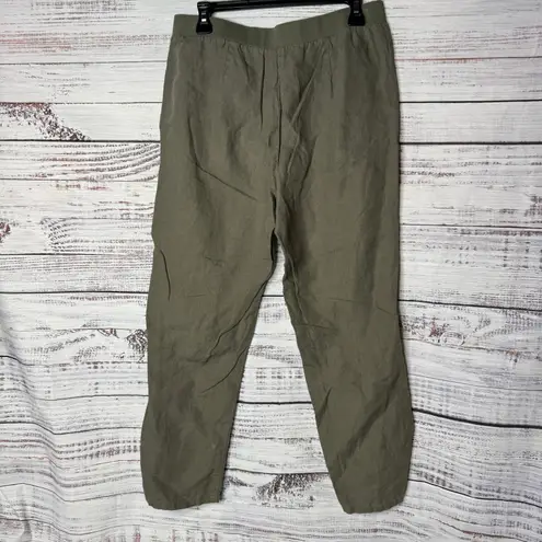 J. Jill Women Love Linen Pants Straight Leg Green Pull On Size SM