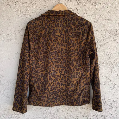 Ralph Lauren Lauren Active  Women’s Brown Animal Print Zip Up Fleece Jacket Large