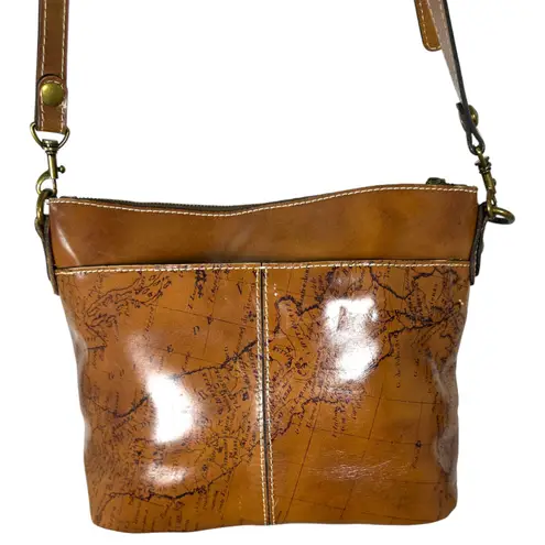 Patricia Nash Brown Map Print Crossbody Leather Purse and Wallet Clutch - READ