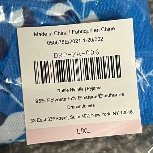 Draper James Ruffle Nightie Women L-XL Bluebell Sleep Dress Sleepwear Lounge NEW