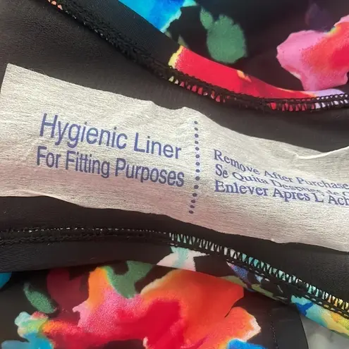 Aqua Green Swimwear Women One-Piece Swimsuit Ring Back Black Floral New Small