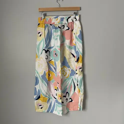 Rachel Zoe  Women's 100% Linen Maxi Midi Skirt Floral Pastel Colors Size Small