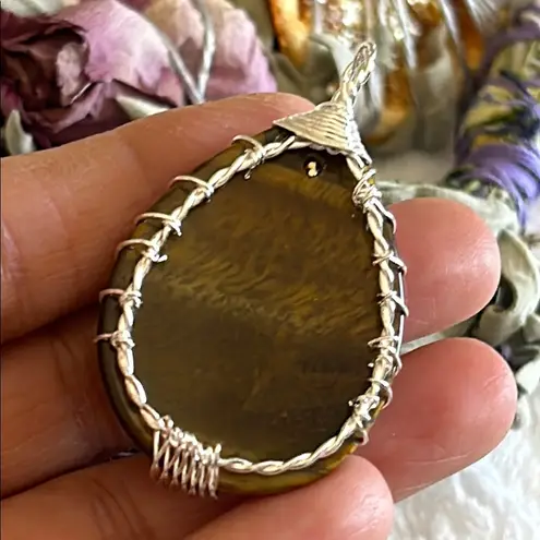 Handmade Tigers Eye Tree of Life Silver tone Pendant š¤āØ
