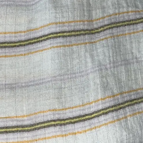 Free People -Rolling Clouds 100% Cotton Hoodie Pocketed White Stripe Blouse-Small