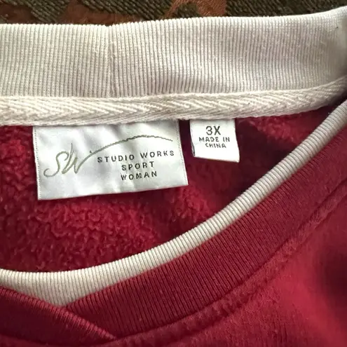 Fall ready Embroidered Leaves double collar sweatshirt. Womens Sz.3X