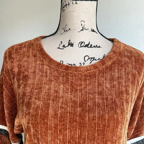 THML Velour Bell Sleeve Burnt Orange Sweater Sz Small NWT