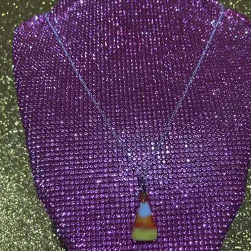 Boutique Candy Corn Halloween Necklace Bedazzled Bead Y2K Jewelry Spooky Creepy goth Emo