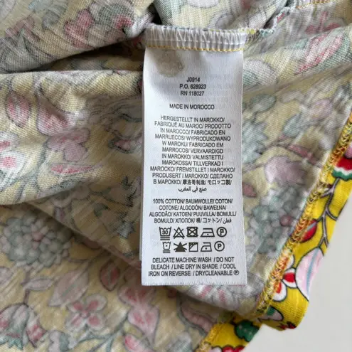 Boden Voop Yellow Floral Kaleidoscope Print Cotton Tiered Dress Women’s Size 4