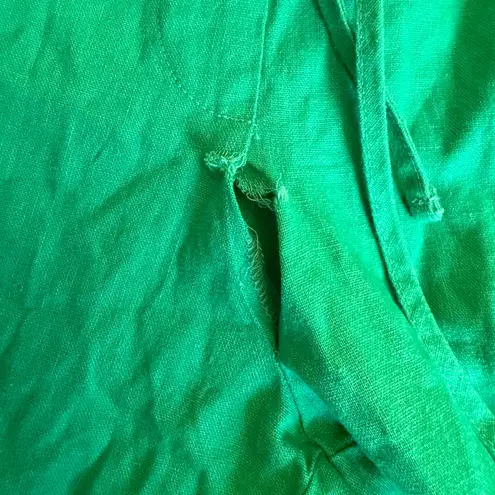 NWT JCrew Linen Cotton Blend Drawstring Pants Kelly Green 16 🪡 Seam Needs Repair