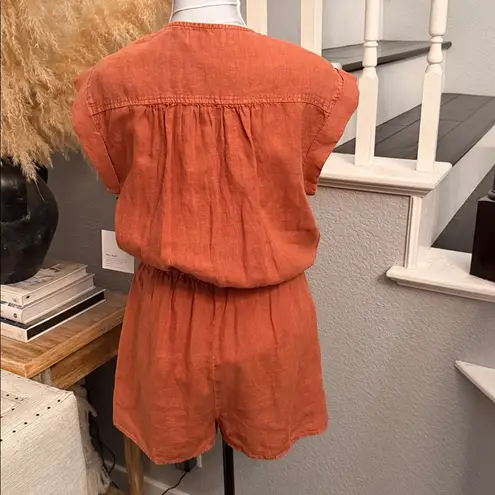 Bella Dahl Cap Sleeve 100% Linen Romper Size Medium