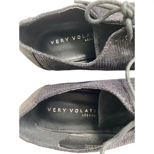 Very Volatile Warner Oxford Flats Womens Size 10 Black Office Wear Lace Up Style