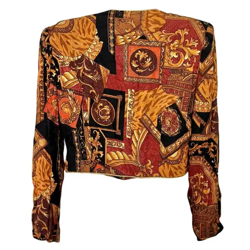 Vintage 80s Orange Rust Cropped Blazer Structured Jacket Shoulder Pads Size M Size M