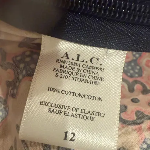 ALC Frank NWT A.L.C. Chandler Top in Dark Navy & Chestnut Size 12