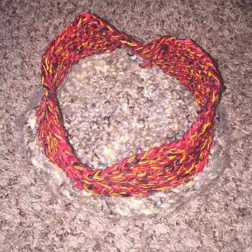 Gray & Red Cozy Fuzzy Warm Handmade Knit Hat NWOT